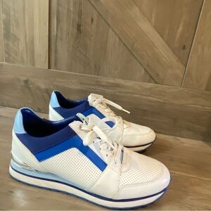 Michael Kors Billie Trainer Sneaker Shoes Women’s SZ 10 M White Blue VERY CLEAN